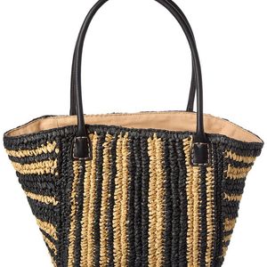 Madewell Black Mini Straw & Leather Tote