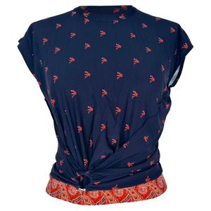 Rabanne Blue Printed Wrap-Effect Blouse