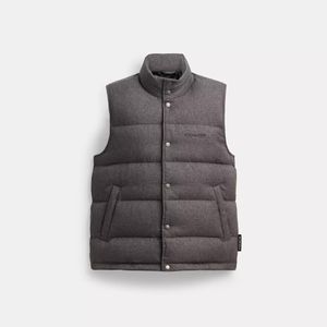 COACH Gray Solid Down Vest for men