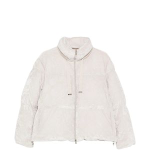 Herno White Textured Pattern Boxy Silhouette Down Jacket