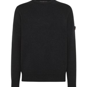 Peuterey Black Yak Wool Blend Sweater With Logo for men