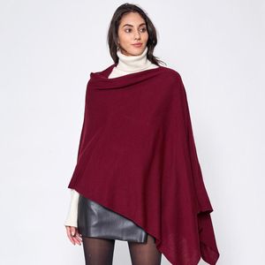 TRUEDAMES Red Solid Scarf Poncho