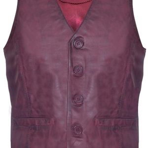 Infinity Leather Purple Leather Waistcoat Formal Traditional Gilet Vest for men