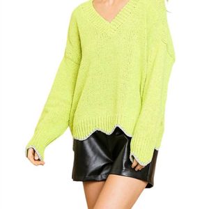 Umgee Yellow Zig Zag Pullover Sweater