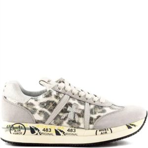 Premiata White Conny Sequin Leopard Platform Sneaker