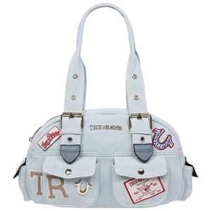 True Religion Blue Multi Patch Satchel