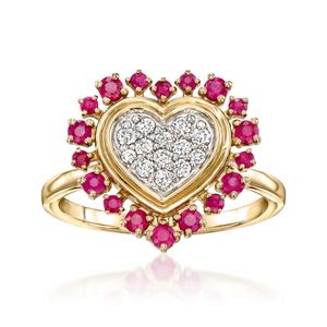 Ross-Simons Pink Ruby And Diamond Heart Ring