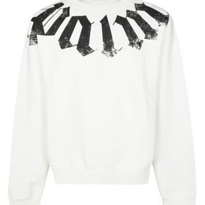 Palm Angels White Big Neck Logo Cropped Sweatshirts for men