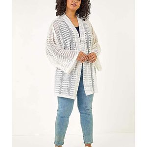 Roman Curve White Open Knit Cardigan
