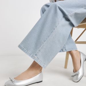 Simply Be Blue Classic Ballerina Bow Shoe Wide