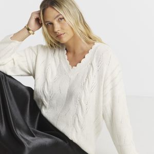 Simply Be White Scallop Edge Pointelle Tunic
