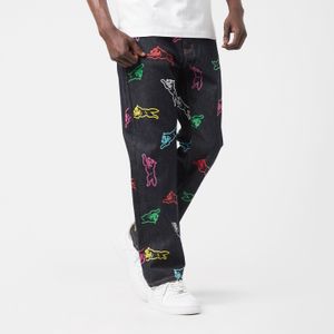 ICECREAM Black All Over Print Running Dog Jeans for men
