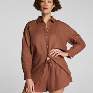 Spanx Brown Beach Button Down