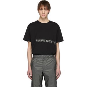 メンズ Givenchy ブラック グラフィティ ロゴ T シャツ