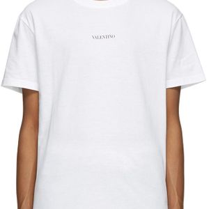 メンズ Valentino ホワイト ロゴ T シャツ