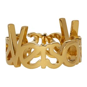 Versace ゴールド ロゴ リング メタリック