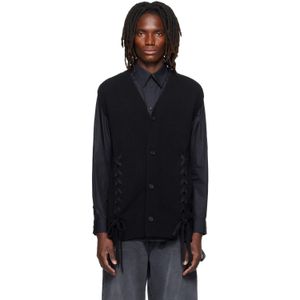 Simone Rocha Black Merino Lace Up Hem Vest for men