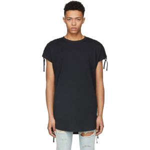 Balmain Black Shoulder Lacing T-shirt for men