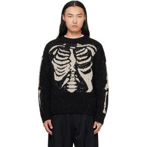 KHOKI Black Needle Punched Knit Sweater for men