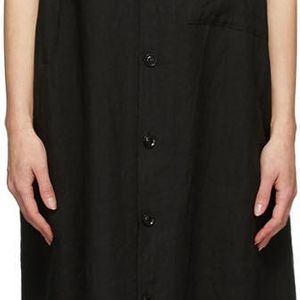 Y's Yohji Yamamoto ブラック リネン Pocket ミッドレングス ドレス