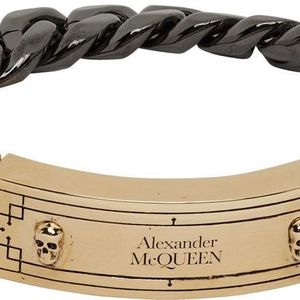 メンズ Alexander McQueen ガンメタル & ゴールド アイデンティティ チェーン ブレスレット メタリック