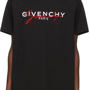 メンズ Givenchy ブラック シグネチャ プリント T シャツ レッド