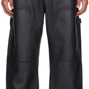Bottega Veneta Black Cargo Leather Pants for men