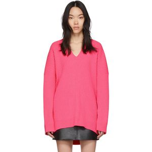 Balenciaga ピンク ニット V ネック セーター