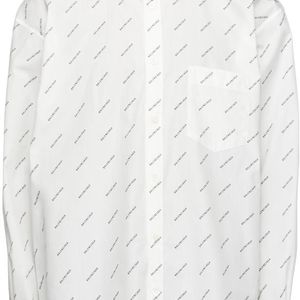 メンズ Balenciaga ホワイト オールオーバー ロゴ シャツ