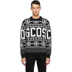 メンズ Gcds ブラック クリスマス ロゴ セーター