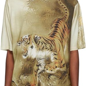 メンズ Dries Van Noten ベージュ タイガー T シャツ