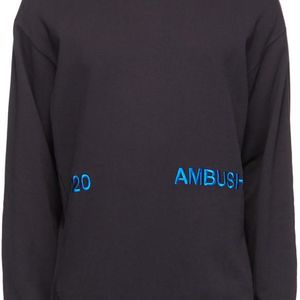 メンズ Ambush ネイビー ロゴ クルーネック スウェットシャツ ブルー