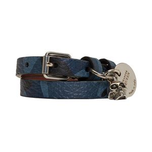 Alexander McQueen Blue Camo Skull Double Wrap Bracelet