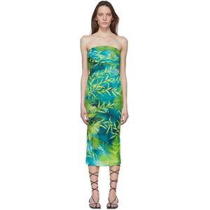 Versace グリーン ジャングル プリント ドレス
