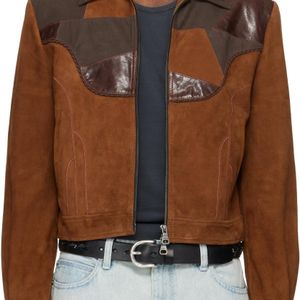 ANDERSSON BELL Black Harvey Patchwork Suede Jacket for men