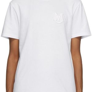 メンズ Moncler ホワイト ロゴ T シャツ