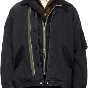 Sacai Black Nylon Twill Denim Jacket for men