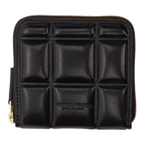 Bottega Veneta ブラック キルト マキシ ジップアラウンド ウォレット