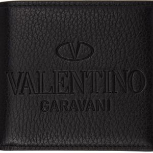 メンズ Valentino Garavani ブラック ロゴ バイフォールド ウォレット