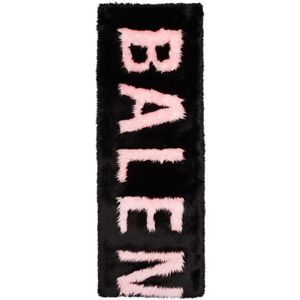 Balenciaga ブラック And ピンク フェイクファー ジャイアント マフラー