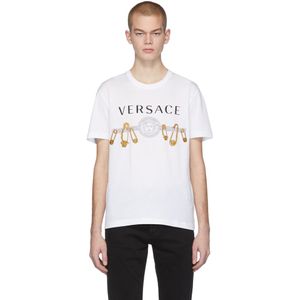 メンズ Versace ホワイト セーフティ ピン T シャツ