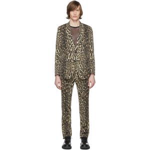 メンズ Dries Van Noten ブラック And ベージュ ウール Leopard スーツ ナチュラル
