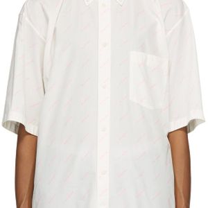 メンズ Balenciaga ホワイト ロゴ ノーマル フィット ショート スリーブ シャツ