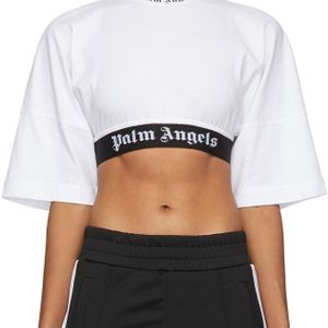 Palm Angels ホワイト クロップ ロゴ T シャツ