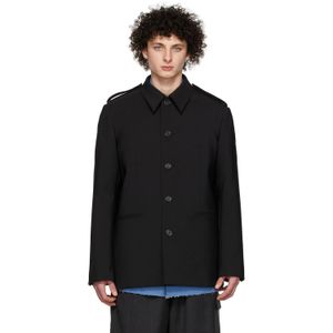 we11done Black Regular Collar Jacket for men