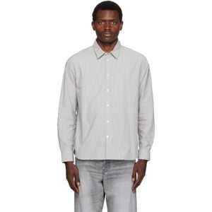 Maison Kitsuné Grey Handwriting Striped Casual Shirt for men
