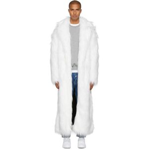 Manteau en fourrure synthetique blanc Long Pyer Moss pour homme