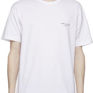 メンズ Comme des Garçons ホワイト ロゴ T シャツ