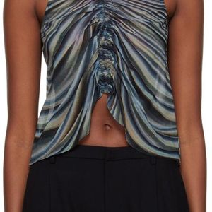 Dion Lee Black Blue Shirred Drape Tank Top