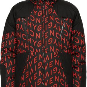 メンズ Givenchy リバーシブル ブラック & レッド Refracted パファー コート